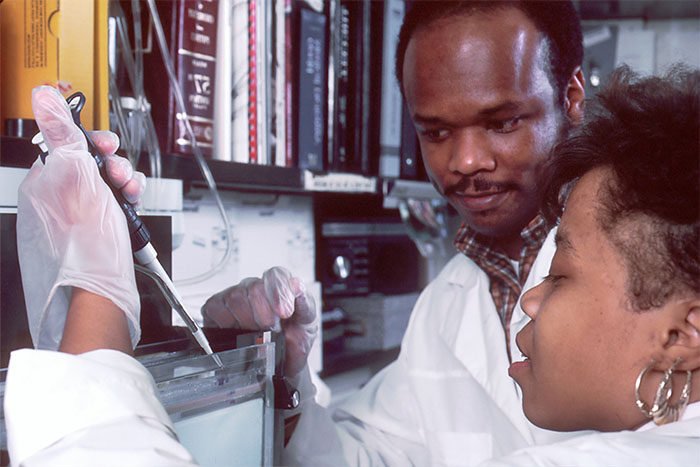 Lab Technicians working together
